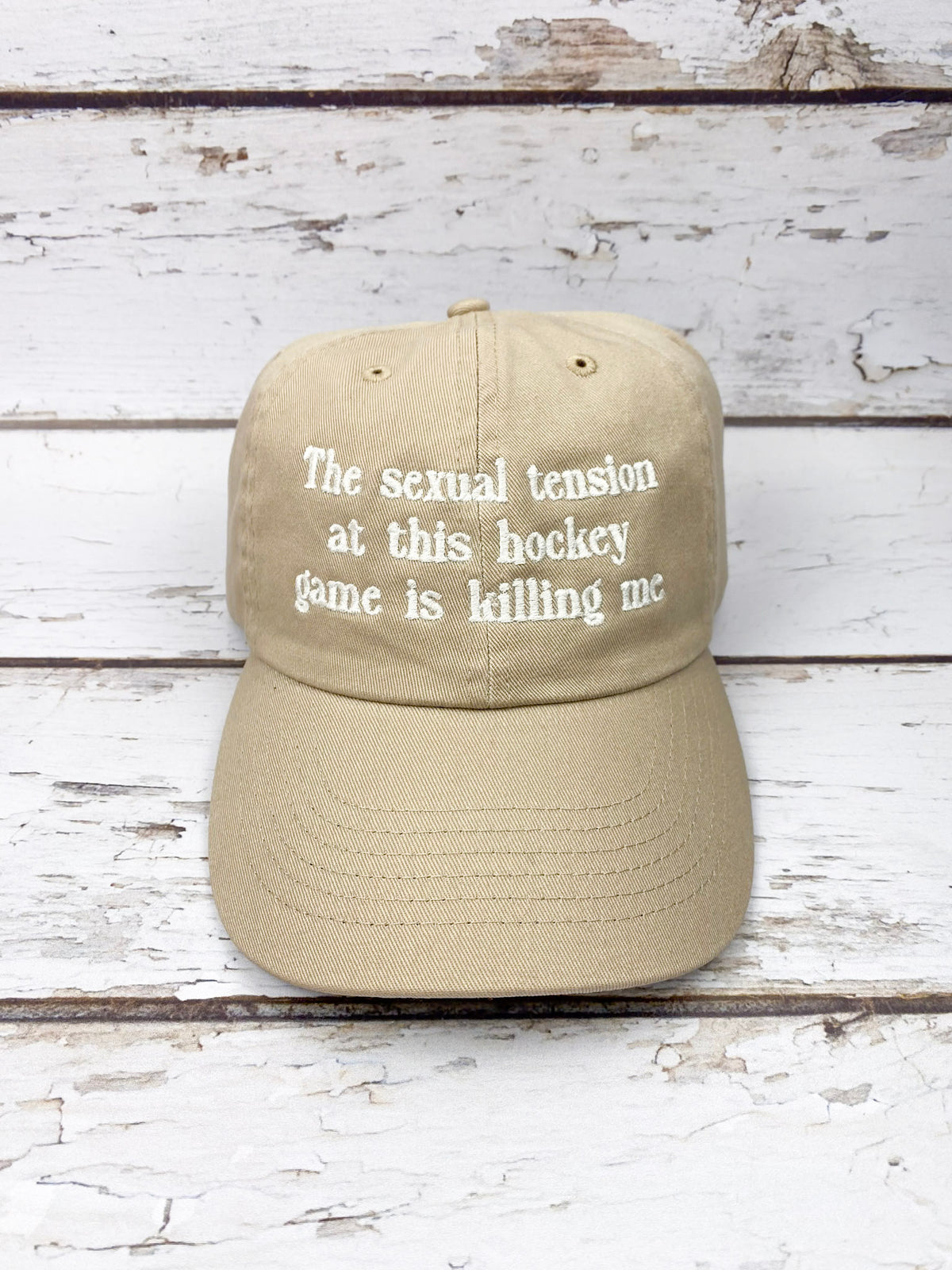 Hockey Game Embroidered Dad Hat | Custom Cotton Baseball Cap | Adjustable Classic Hat