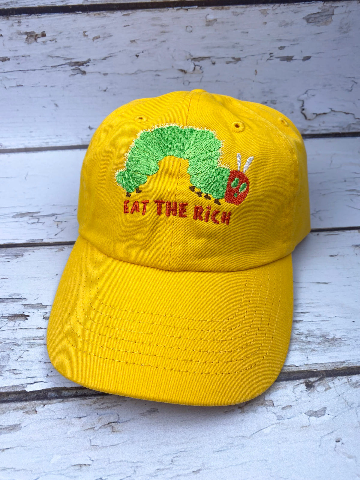 Eat the Rich Embroidered Dad Hat | Custom Cotton Baseball Cap | Adjustable Classic Hat
