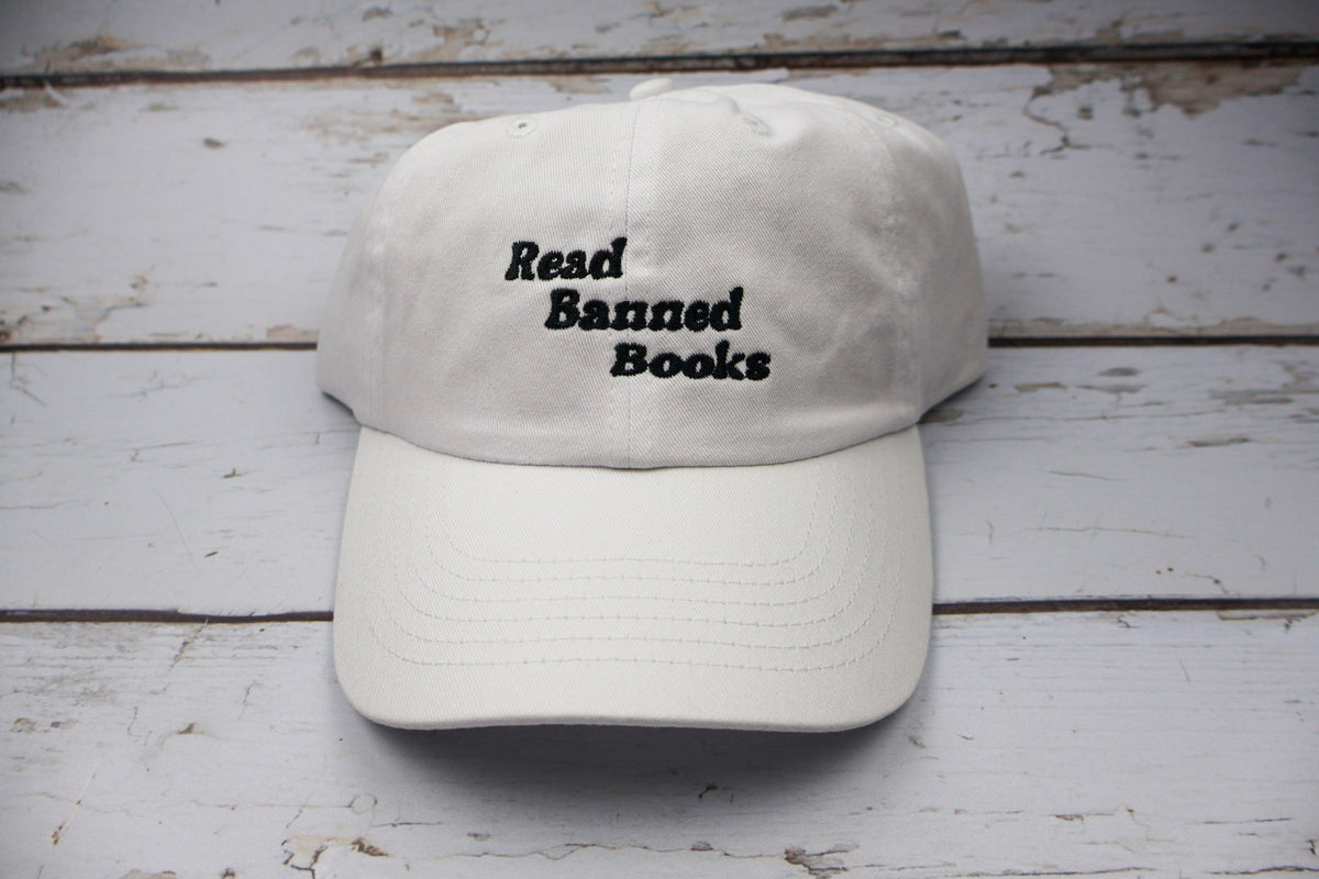 Read Banned Books Embroidered Dad Hat | Custom Cotton Baseball Cap | Adjustable Classic Hat
