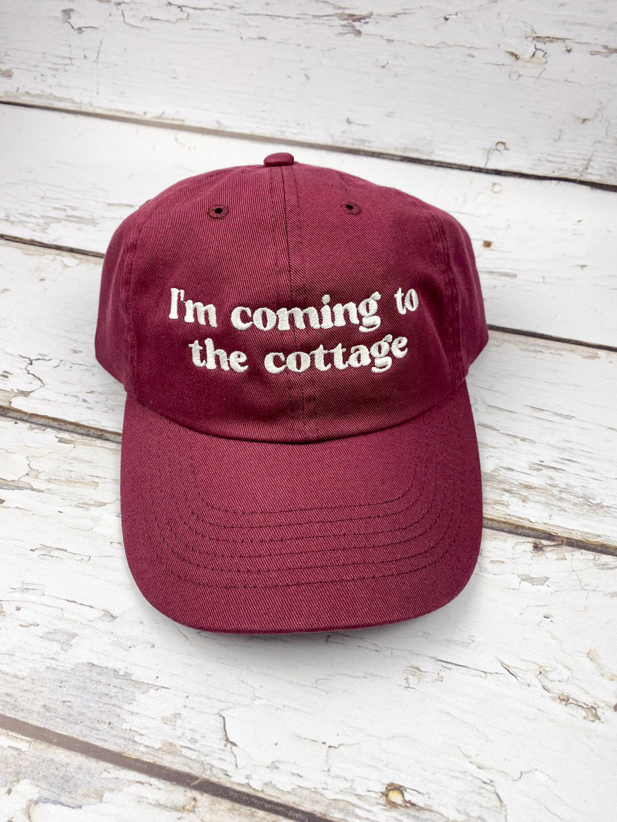 I'm Coming to the Cottage Embroidered Dad Hat | Custom Cotton Baseball Cap | Adjustable Classic Hat