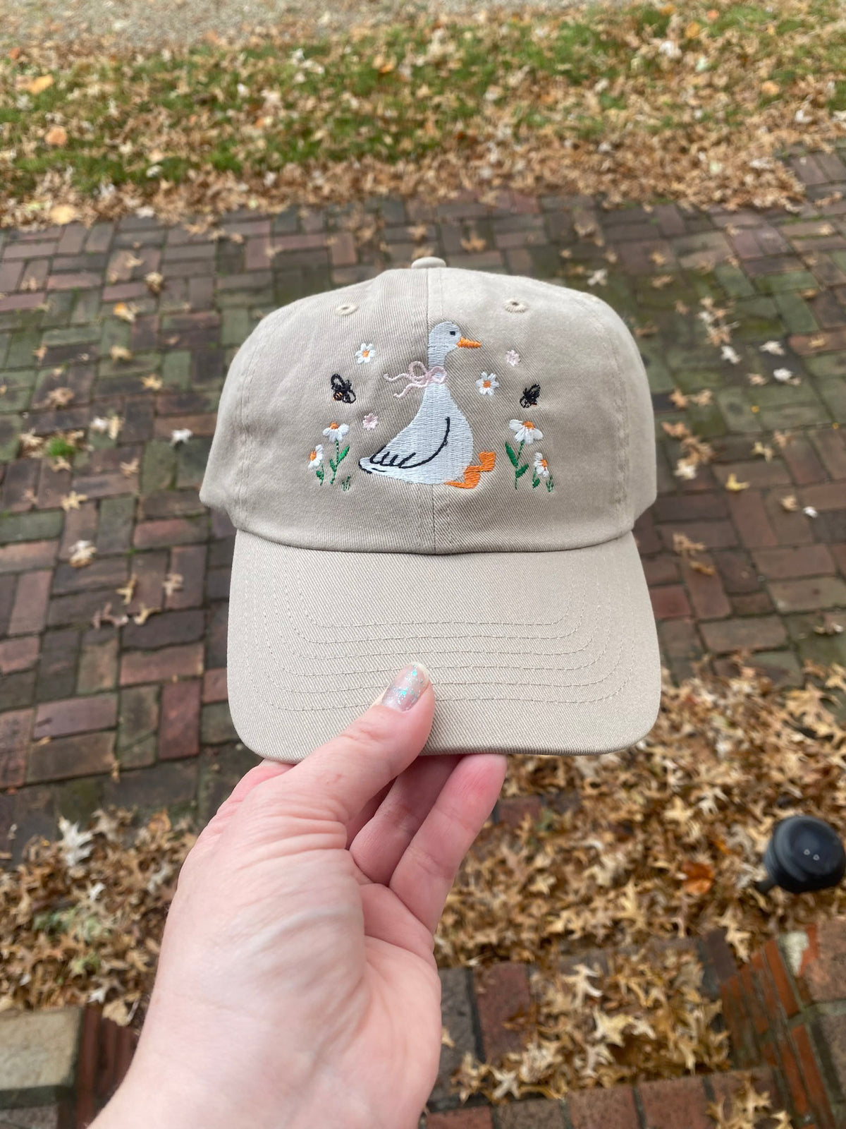 Spring Goose Embroidered Dad Hat | Custom Cotton Baseball Cap | Adjustable Classic Hat